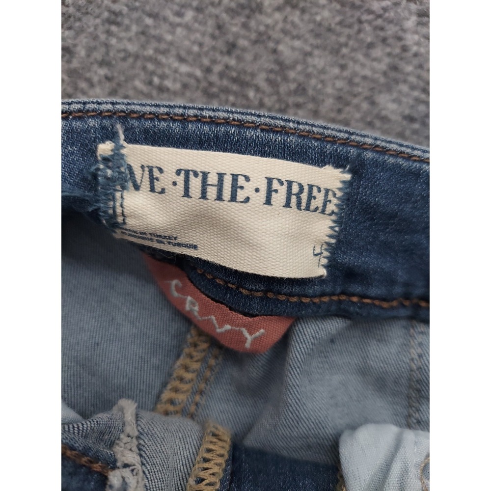 WE THE FREE PEOPLE Denim Overalls 4 Blue Curvy 2nd Ave Bootcut Fit Raw Hem - Picture 13 of 14